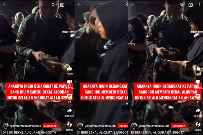 HARU, Prajurit TNI Ini Dibekali Al Quran Sebelum Berangkat ke Papua oleh Ibunya, Sikap Mulia Anak Jadi Panutan