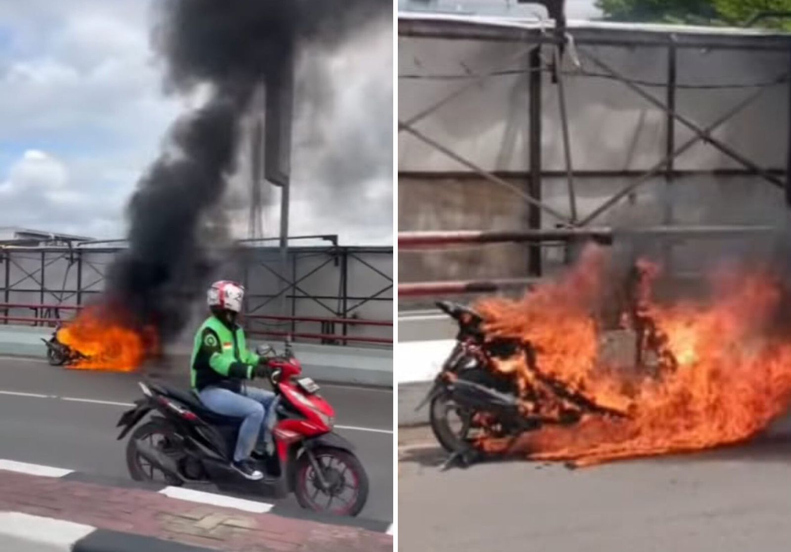 Motor Matic Hangus Terbakar di Atas Flyover Simpang Polda Sumsel, Penyebabnya?