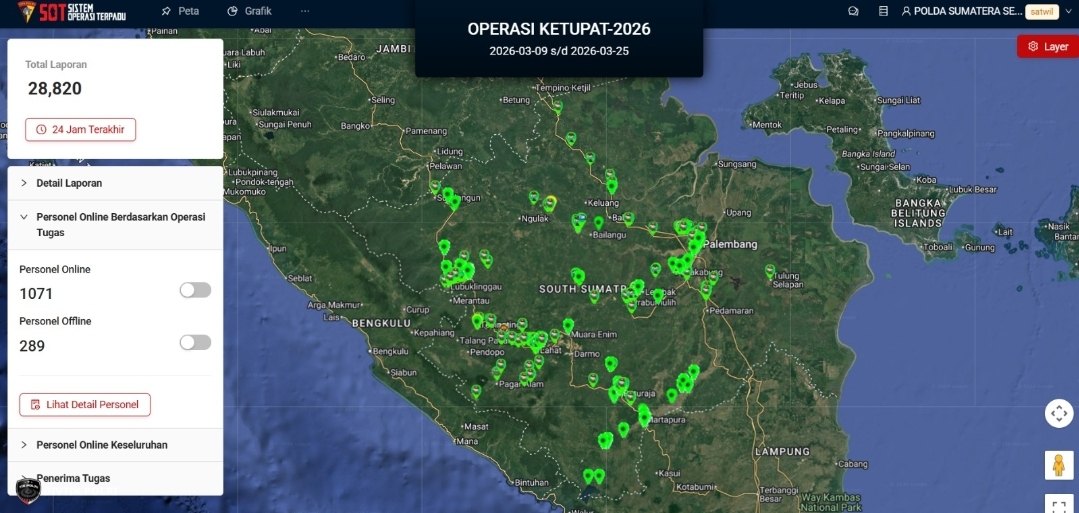 Operasi Ketupat Musi 2026, Polda Sumsel Gunakan SOT untuk Kendali Lapangan