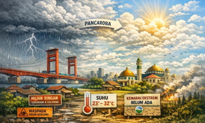 Cuaca Palembang Hari Ini Didominasi Awan, BMKG Pastikan Belum Ada Tanda Kemarau Ekstrem