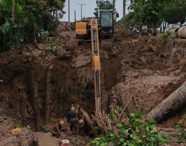 Perbaikan Pipa Induk Jalan Soekarno Hatta Palembang, Pelanggan Perumda Tirta Musi Distop Air Bersih