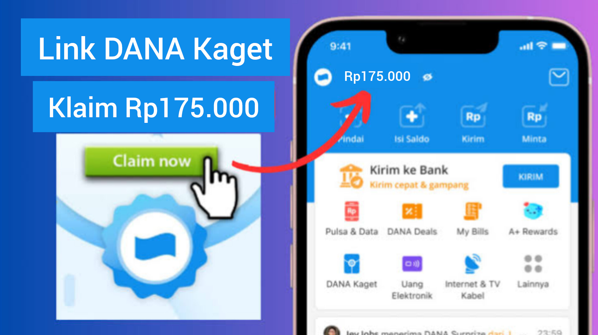 Klaim Saldo Gratis Senilai Rp175.000 Lewat Fitur DANA Kaget Spesial Langsung Masuk Akun!