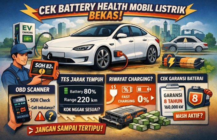 Jangan Asal Murah! Ini Cara Cek Battery Health Mobil Listrik Bekas agar Pembeli Tidak Tertipu