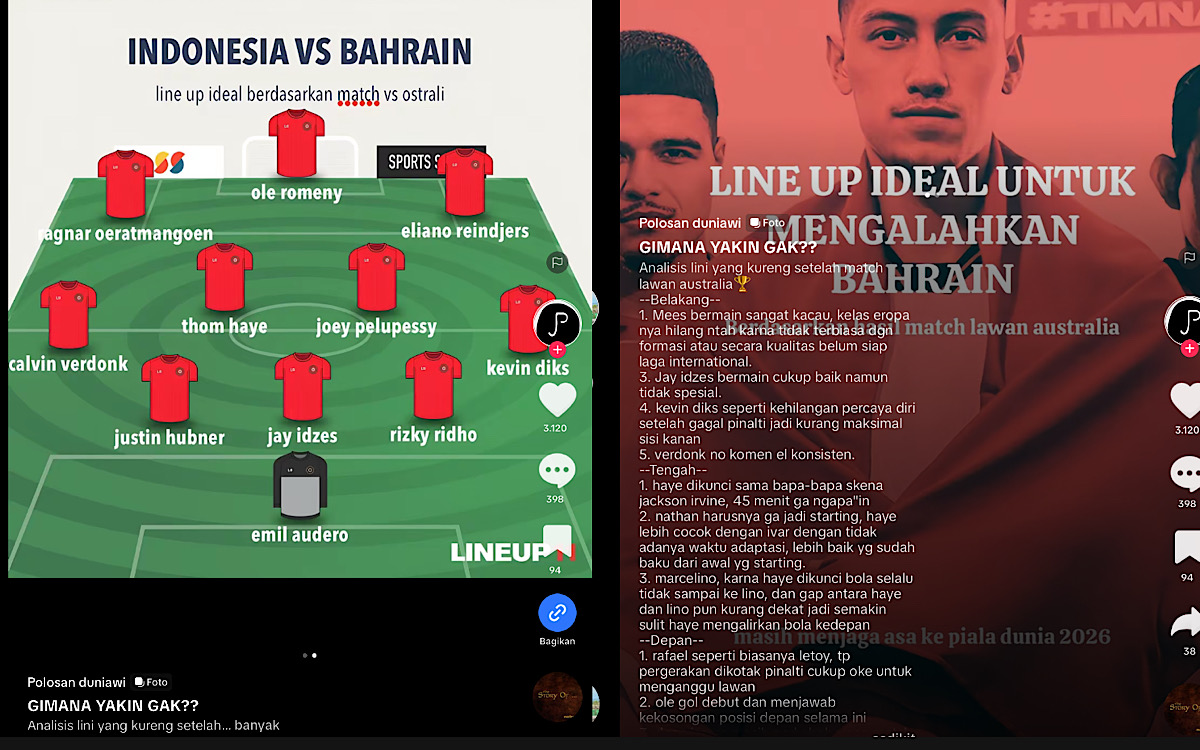 SIMAK, Line Up Timnas Indonesia Ideal Bisa Kalahkan Bahrain Versi Netizen, Tolong Didengar Patrick Kluivert! 