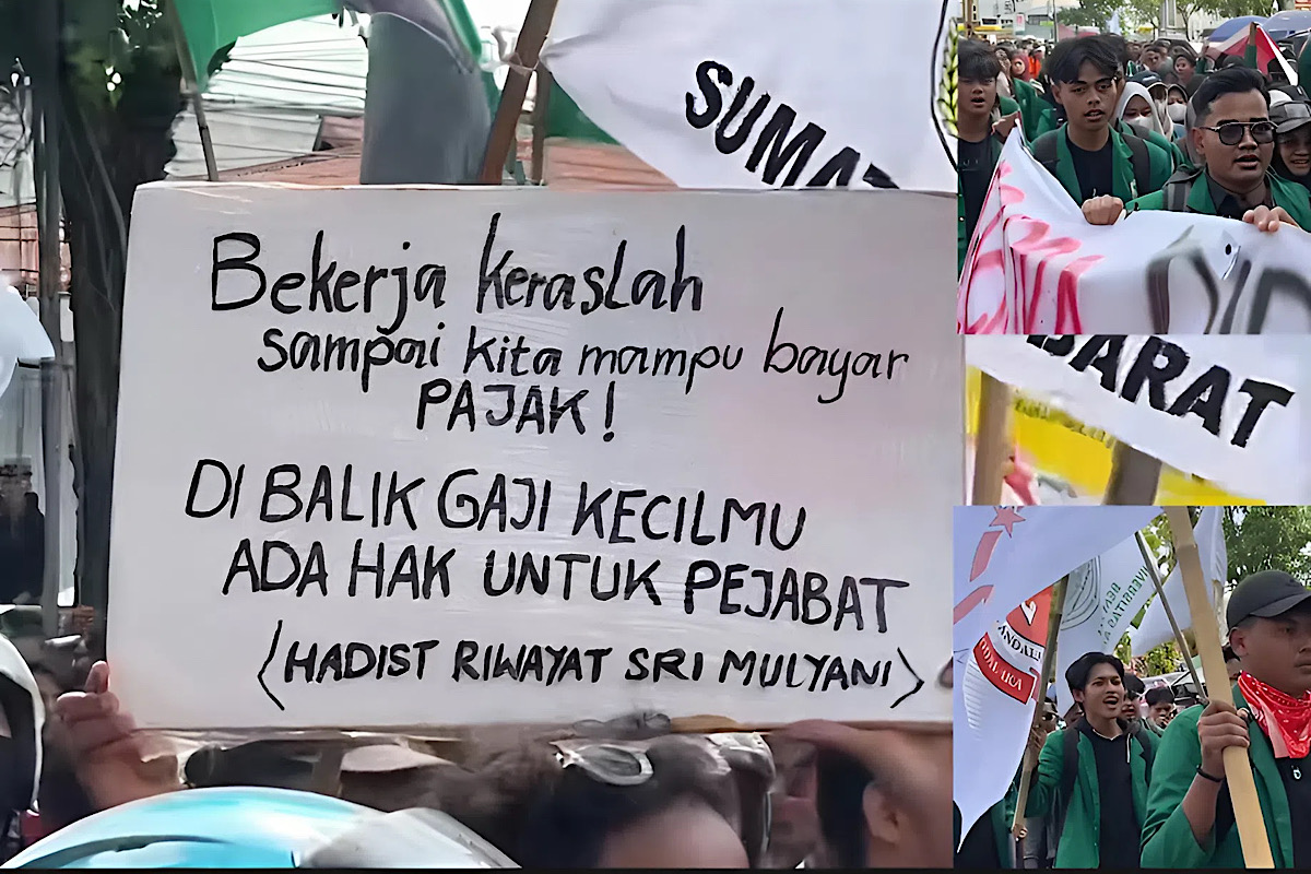 Spanduk Pendemo: Bekerja Keraslah Sampai Mampu Bayar Pajak, Sebab Ada Hak Pejabat Disana
