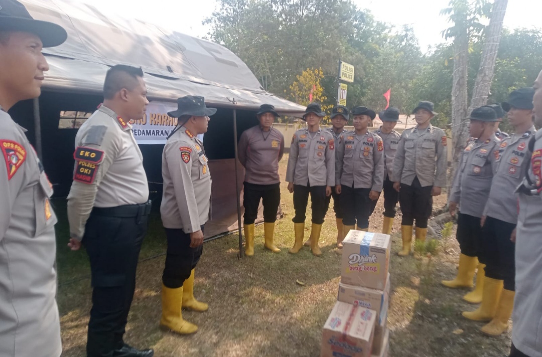 Perkuat Penanganan Karhutla, Dir Samapta Polda Sumsel Cek Posko BKO di Pedamaran Timur