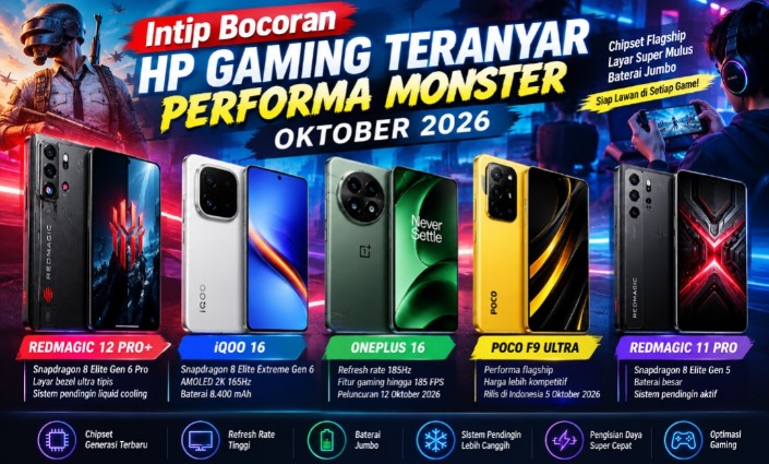 Intip Bocoran HP Gaming Teranyar Performa Monster Oktober 2026, Ada yang Bawa Chip Flagship dan Baterai Jumbo