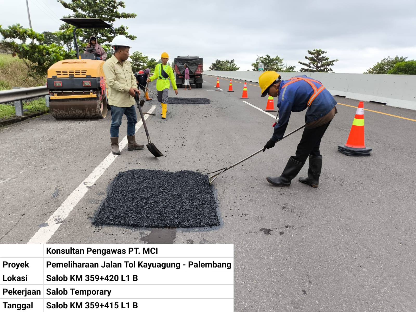 Perbaikan Jalan Berlubang di Ruas Tol Kayuagung-Palembang H-7 Selesai