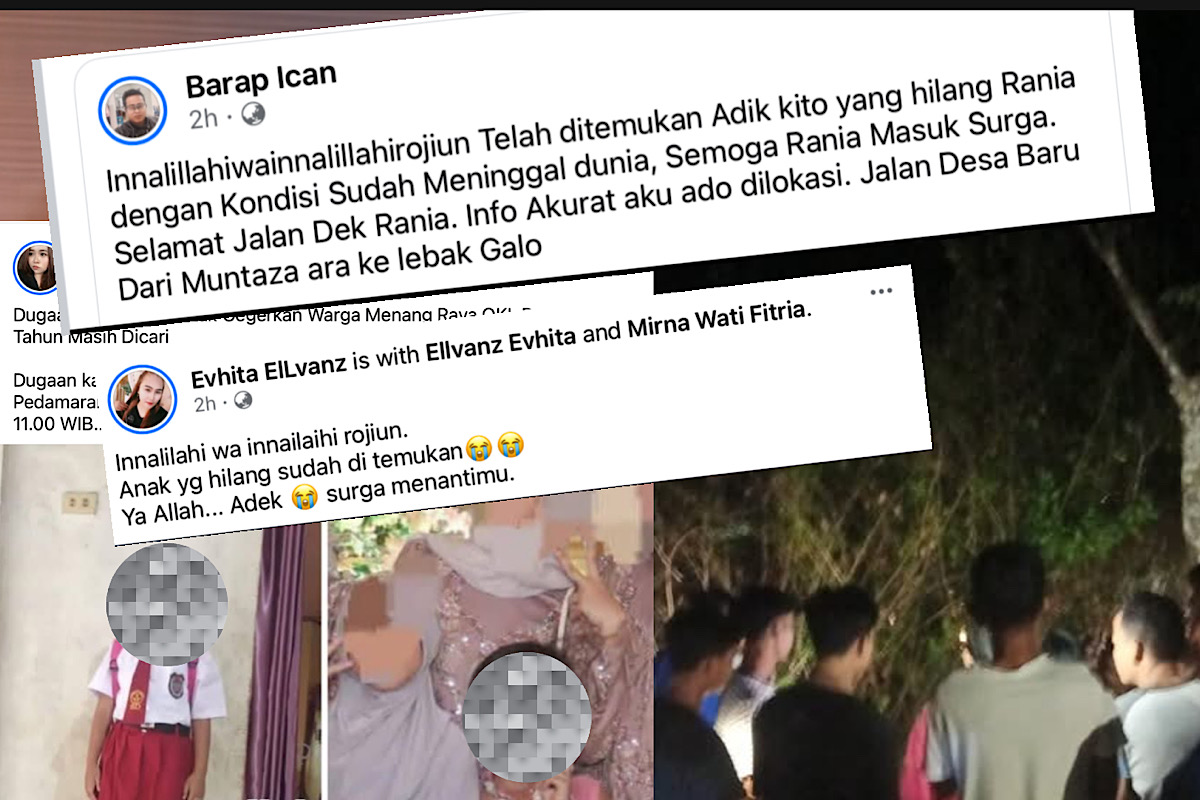 Bocah Rania Ditemukan Tak Bernyawa Usai Dikabarkan Diculik Saat Bermain di Pasar Pedamaran OKI