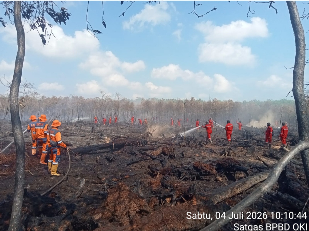 Sisa 2 Hektar Lahan Gambut Terbakar di Desa Sumber Hidup OKI Fokus Mopping Up