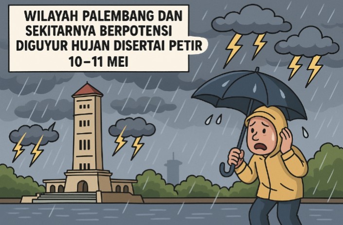 Akhir Pekan Basah, Wilayah Palembang dan Sekitarnya Berpotensi Diguyur Hujan