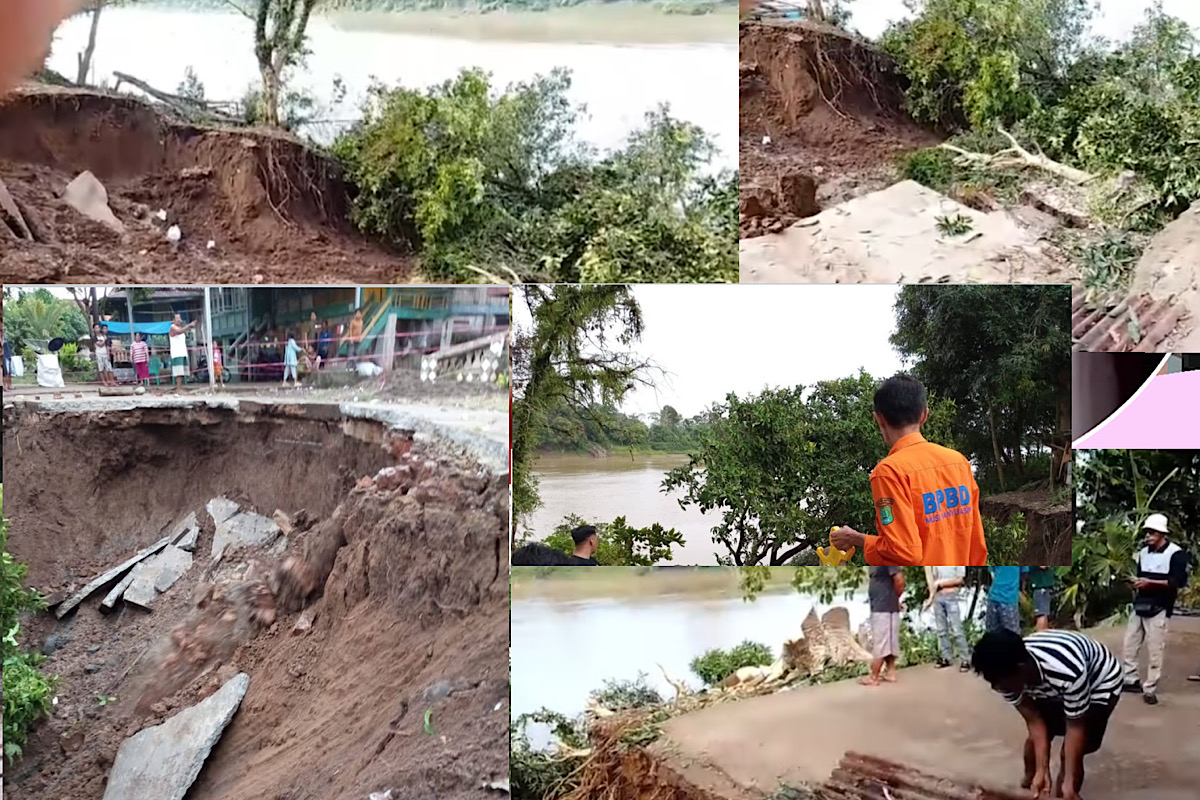HEBOH, Detik-detik Jalan Amblas di Desa Rantau Panjang Muba Dihitung Warga 1 2 3