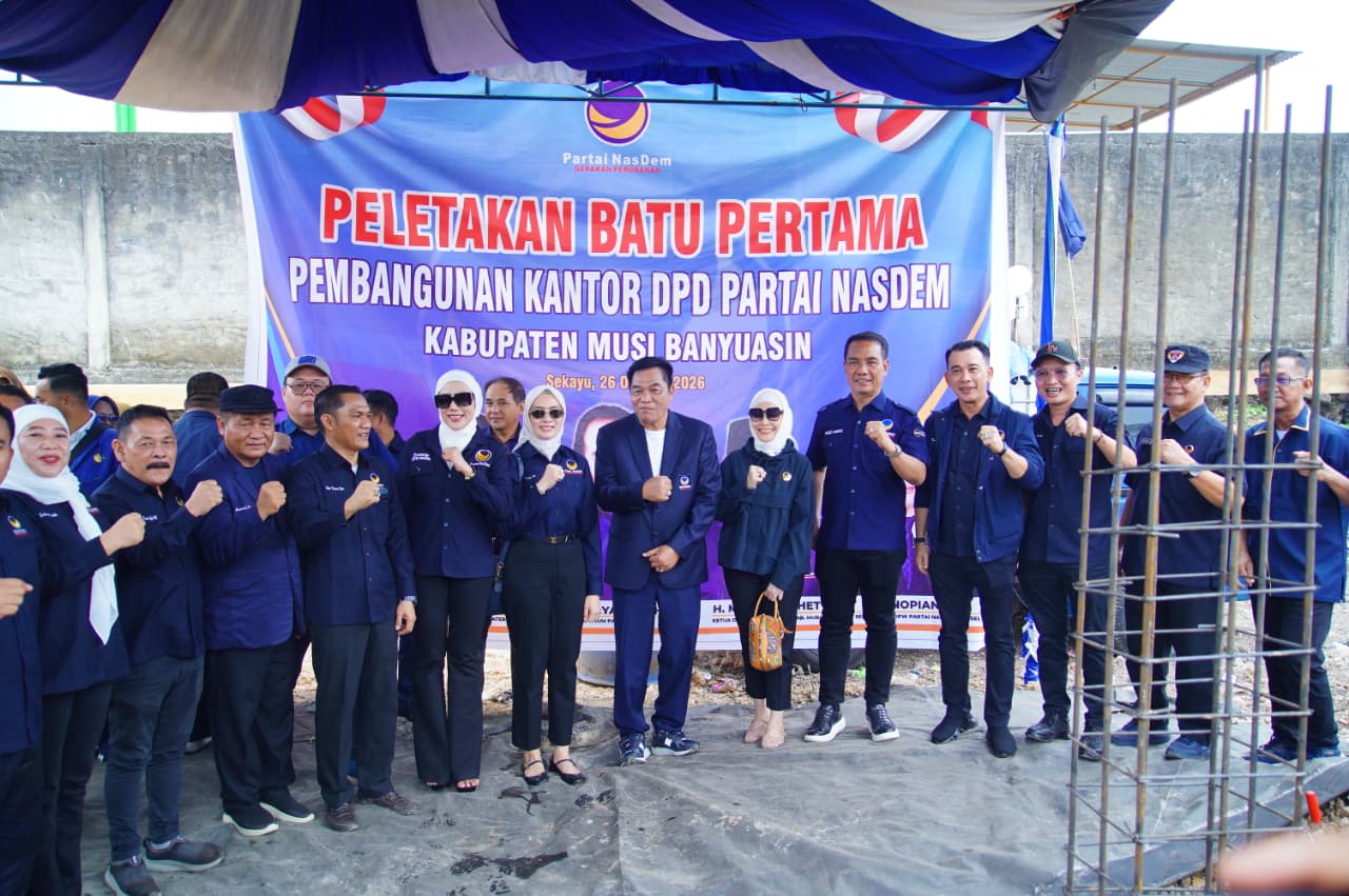 Bupati Toha Letakkan Batu Pertama Pembangunan Kantor DPD NasDem Muba