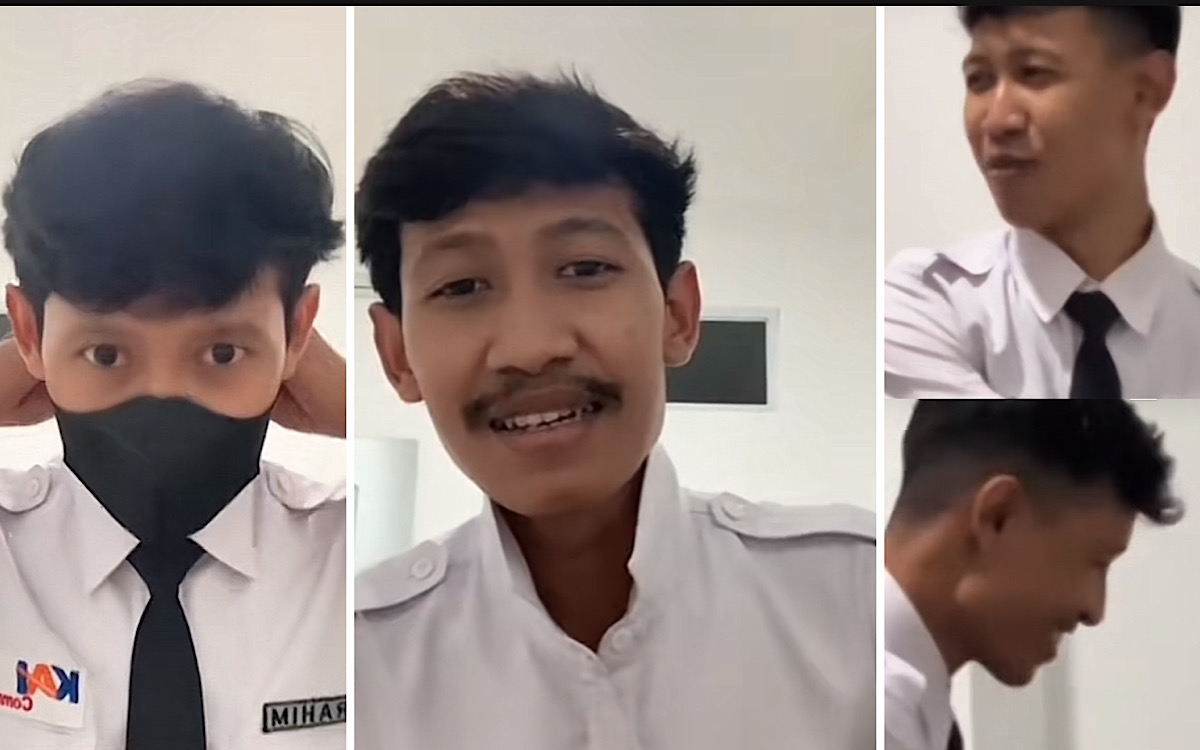 Pegawai PT KAI Akhirnya Cukur Habis Kumis yang Bikin Netizen Salfok, Sebelum Buka Masker Dikira Pelajar