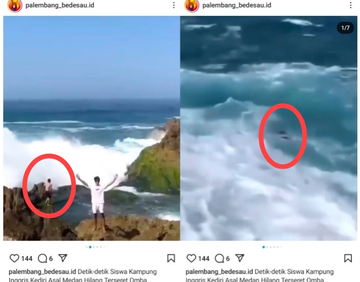 Detik-Detik Sosok Pemuda Asal Sumatera Terekam Video Terseret Ombak di Pantai Kedung Tumpang, Mengerikan