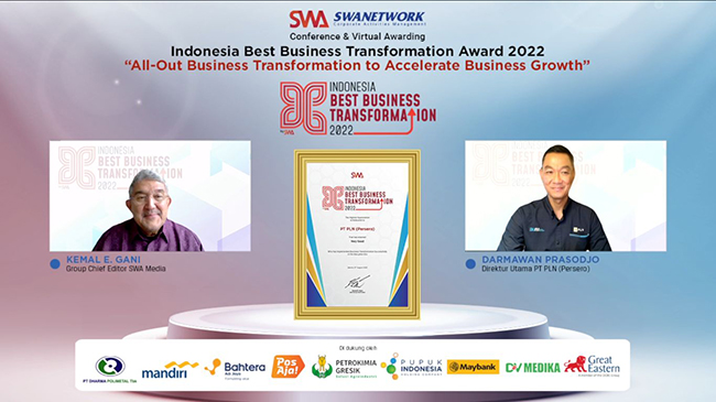 Berhasil Hadapi Era Disrupsi, PLN Sabet Penghargaan Indonesia Best Business Transformation