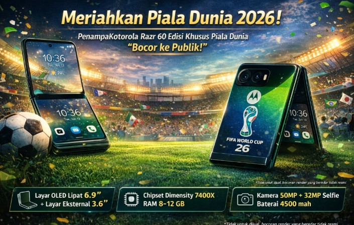 Penampakan Motorola Razr 60 Edisi Khusus Piala Dunia 2026 Bocor ke Publik, Spesifikasinya Begini