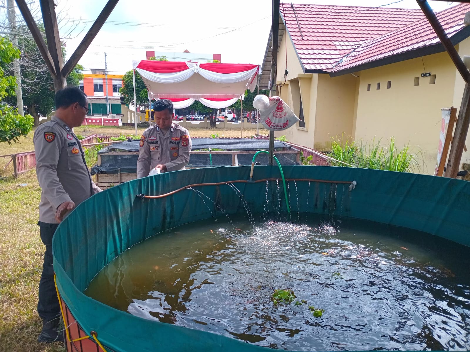 Laksanakan Program Ketahanan Pangan Nasional, Polsek Indralaya Ogan Ilir Budidayakan Ikan dan Tanaman Pangan