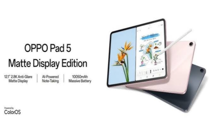 Tablet OPPO Pad 5 Matte Display Edition Bawa Layar Anti Silau dengan Perlindungan Kenyamanan Mata