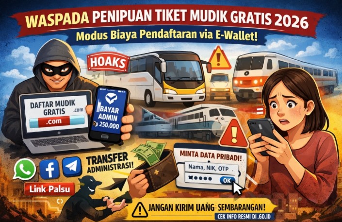 Waspada Penipuan Tiket Mudik Gratis 2026, Modus Baru Minta Biaya via E-Wallet