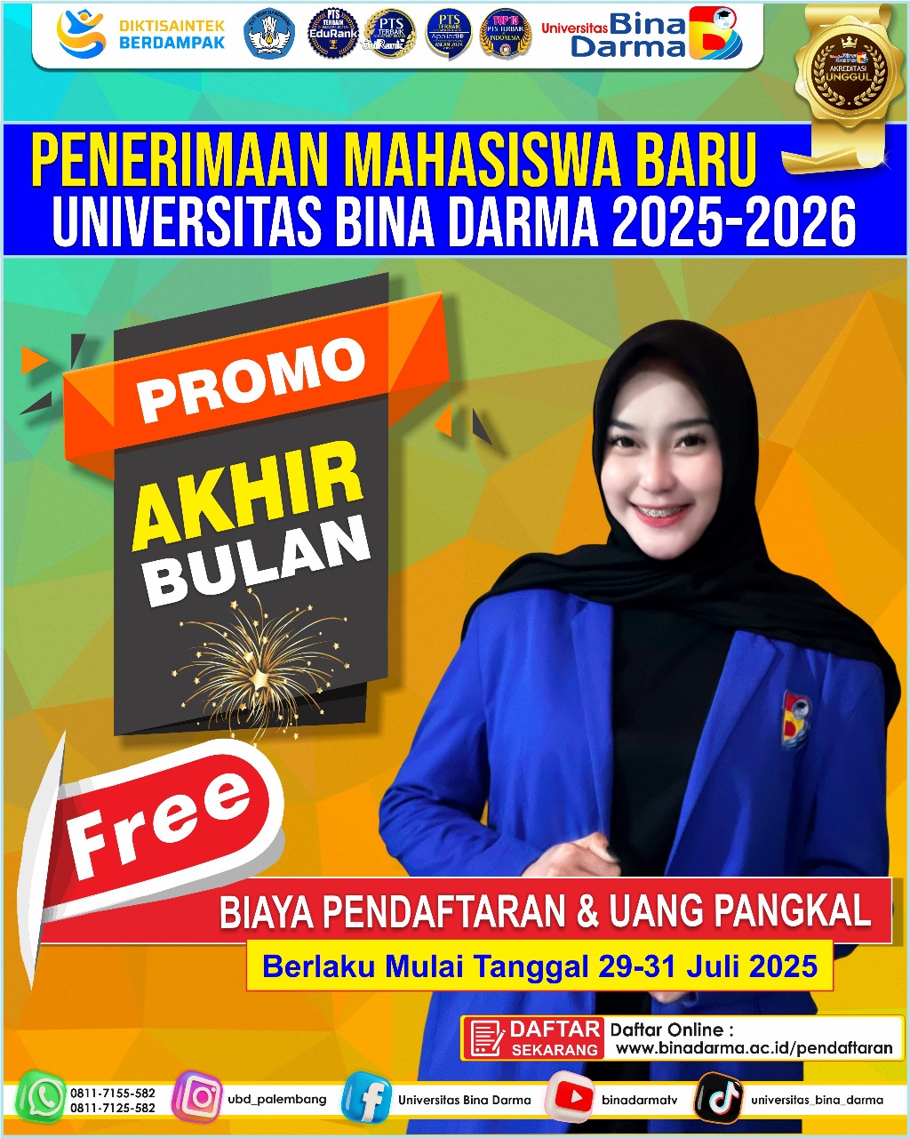 Kesempatan Emas! Buka Penerimaan Mahasiswa Baru Universitas Bina Darma untuk Tahun Akademik 2025/2026