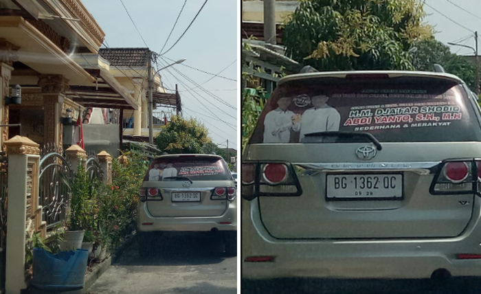 Oknum Kades Tempel Poster Salah Satu Paslon Bupati di Belakang Mobil Pribadi, Begini Kata Bawaslu OKI 