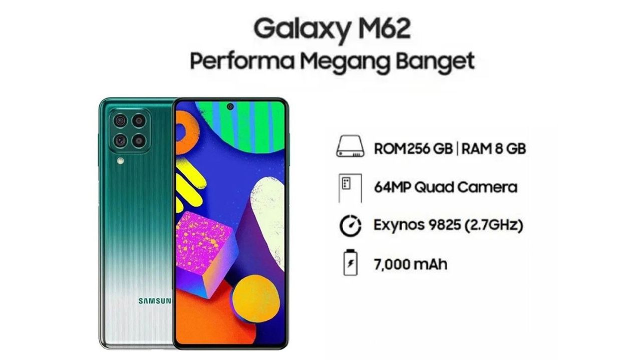 Samsung Galaxy M62: HP RAM Besar dengan Harga Terbaik Spek Dewa Chipset Exynos 9825! INI Spesifikasinya