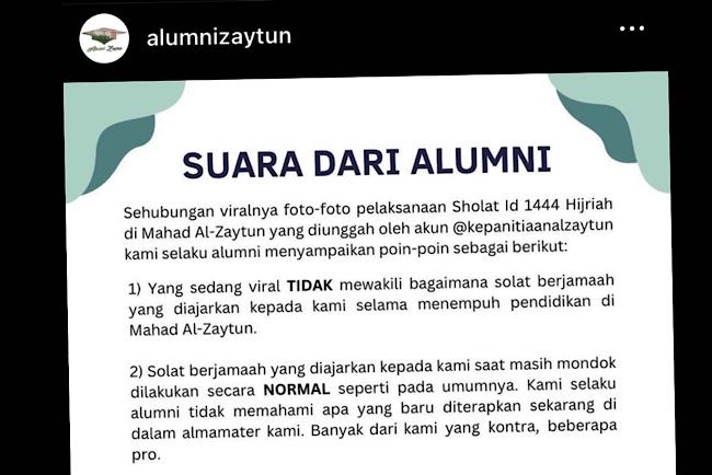 Catatini 4 Poin Suara Dari Alumni Al Zaytun Netizen Nomor 2 Fix Alumni Sepakat Ada Yang 