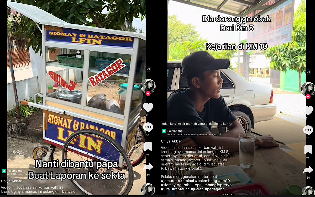 Tukang Siomay di Palembang Dijambret ‘Pembeli’ di Km 10 Rama Raya, Netizen Ramai Usul Open Donasi
