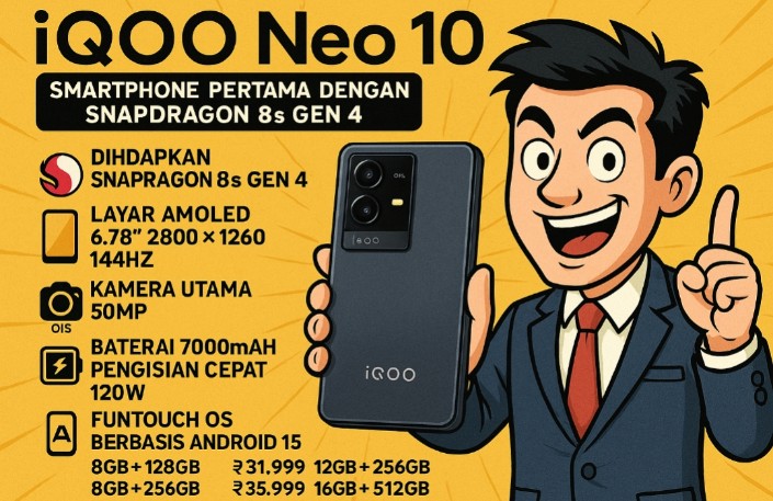 iQOO Neo 10 Disematkan Snapdragon 8s Gen 4, Siap Bersaing di Segmen Ponsel Mid-Range Premium