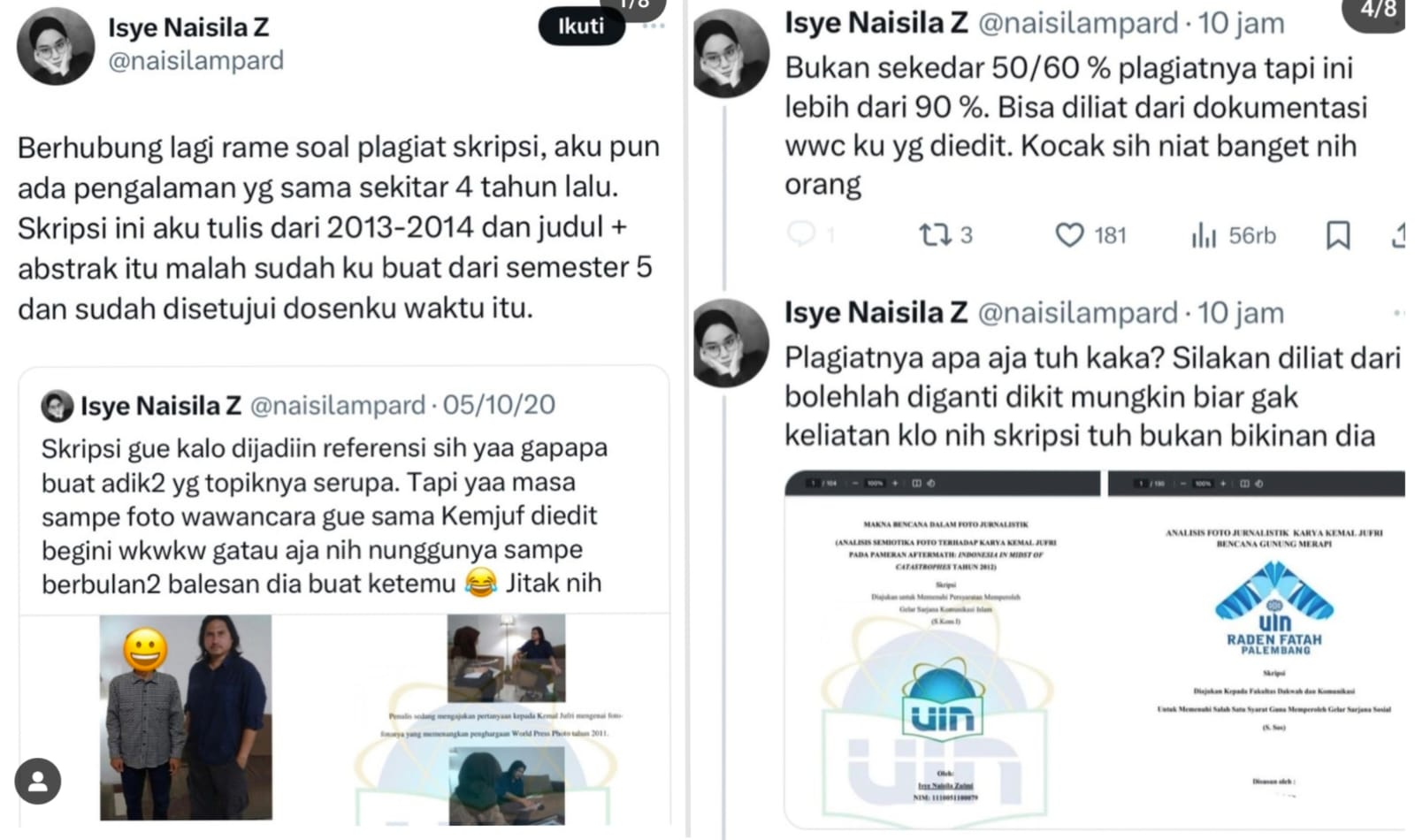 Pasca Heboh Plagiat Skripsi UMP, Kembali Heboh Diduga Dilakukan Oknum Mahasiswa UIN Raden Fatah Palembang
