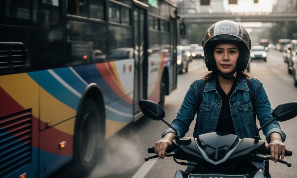 Bukan Soal Berani, Ini Tips Memilih Motor Matic 160cc agar Tetap Stabil Saat Disalip Bus Besar