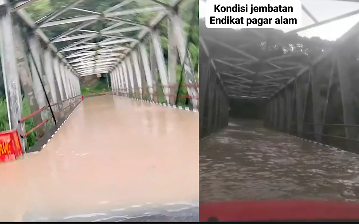 Viral Banjir Hanya Di Atas Jembatan Endikat Pagaralam, Netizen Tak Percaya Tapi Videonya Seliweran di Medsos