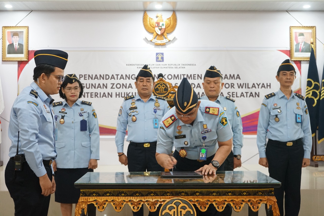 Kanwil Kemenkumham Sumsel Bersama 28 UPT Serentak Laksanakan Pencanangan Pembangunan ZI