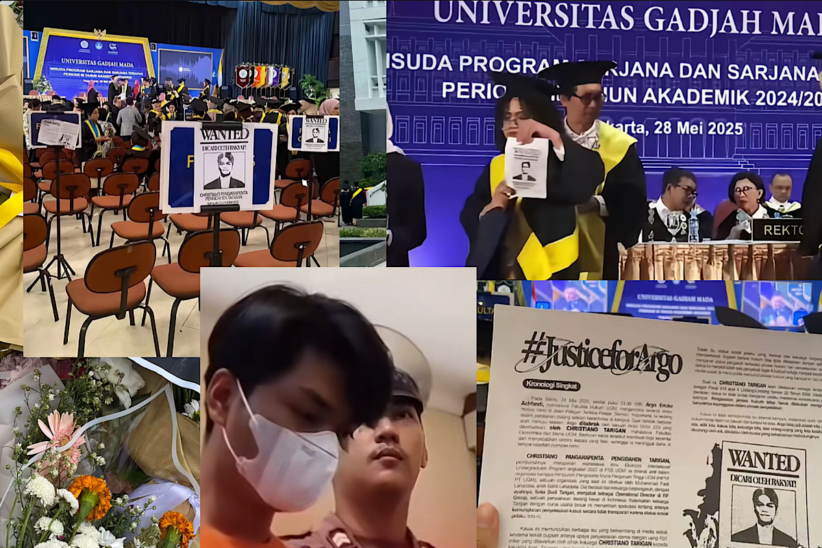 Wisuda Sarjana Baru UGM Bentang Justice For Argo, Mahasiswa Diminta Kawal Proses Hukum
