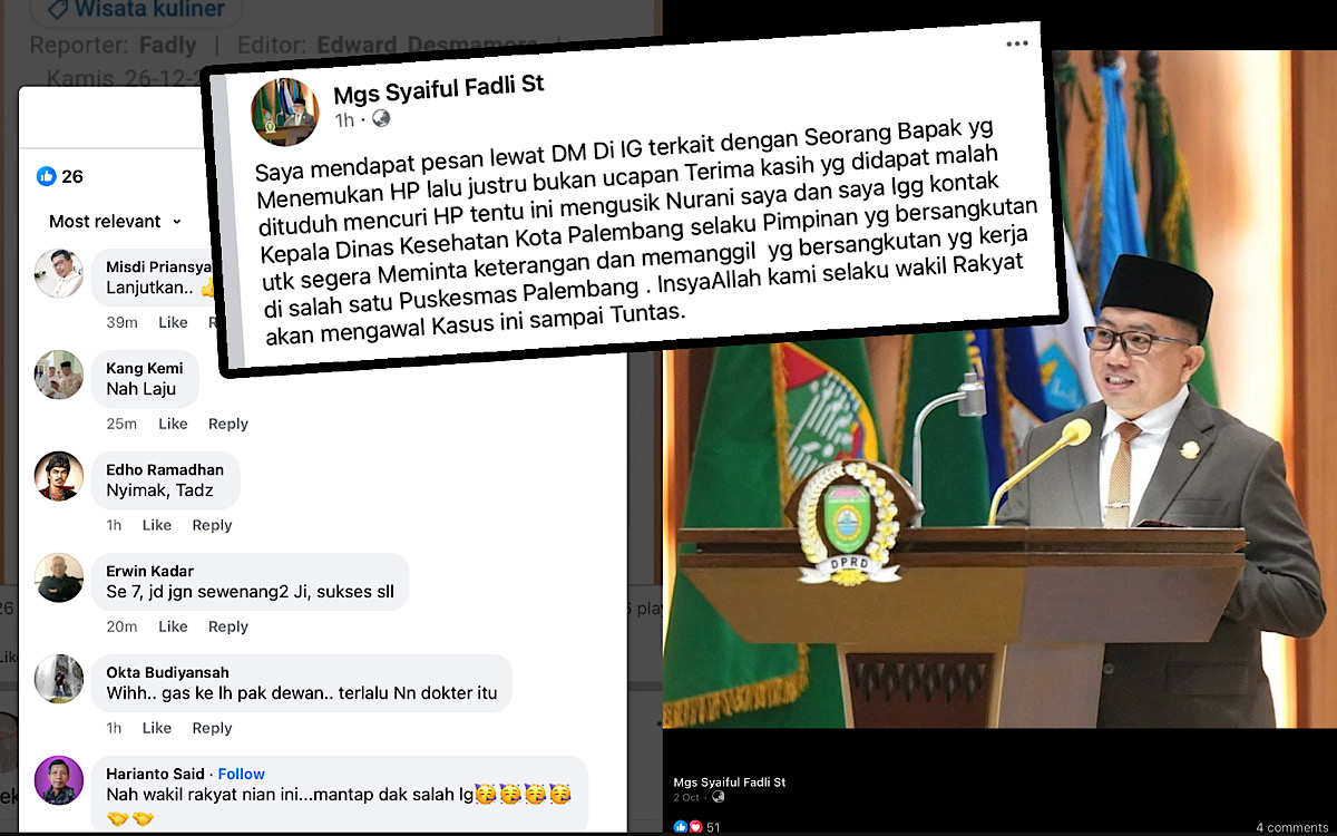 Wakil Rakyat Janji Kawal Sampai Tuntas, Kasus Oknum Dokter Puskesmas 23 Ilir Caci Maki Penemu HP Miliknya 