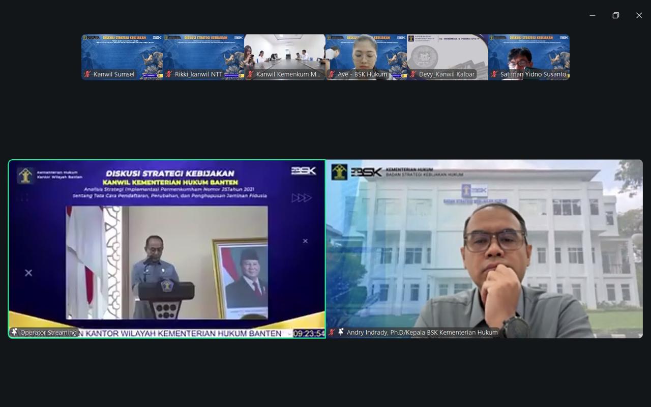 Kemenkum Sumsel Ikuti Diskusi Strategi Implementasi Kebijakan Jaminan Fidusia