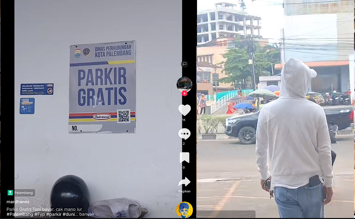 Definisi Parkir Gratis Tapi Bayar Masih Terjadi di Palembang, Jukir Liar Tetap Standby di Alfa dan Indomaret