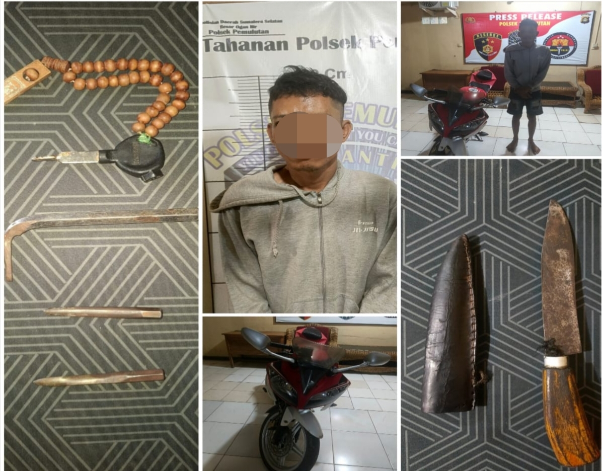 Pencurian Sepeda Motor Milik Kades di Ogan Ilir, Berhasil Diungkap Polsek Pemulutan, Sebilah Sajam Ikut Disita