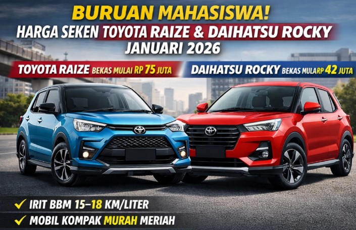 Update Harga Duo Mobil Imut Irit BBM, Toyota Raize dan Daihatsu Rocky Hingga Pertengahan Januari 2026