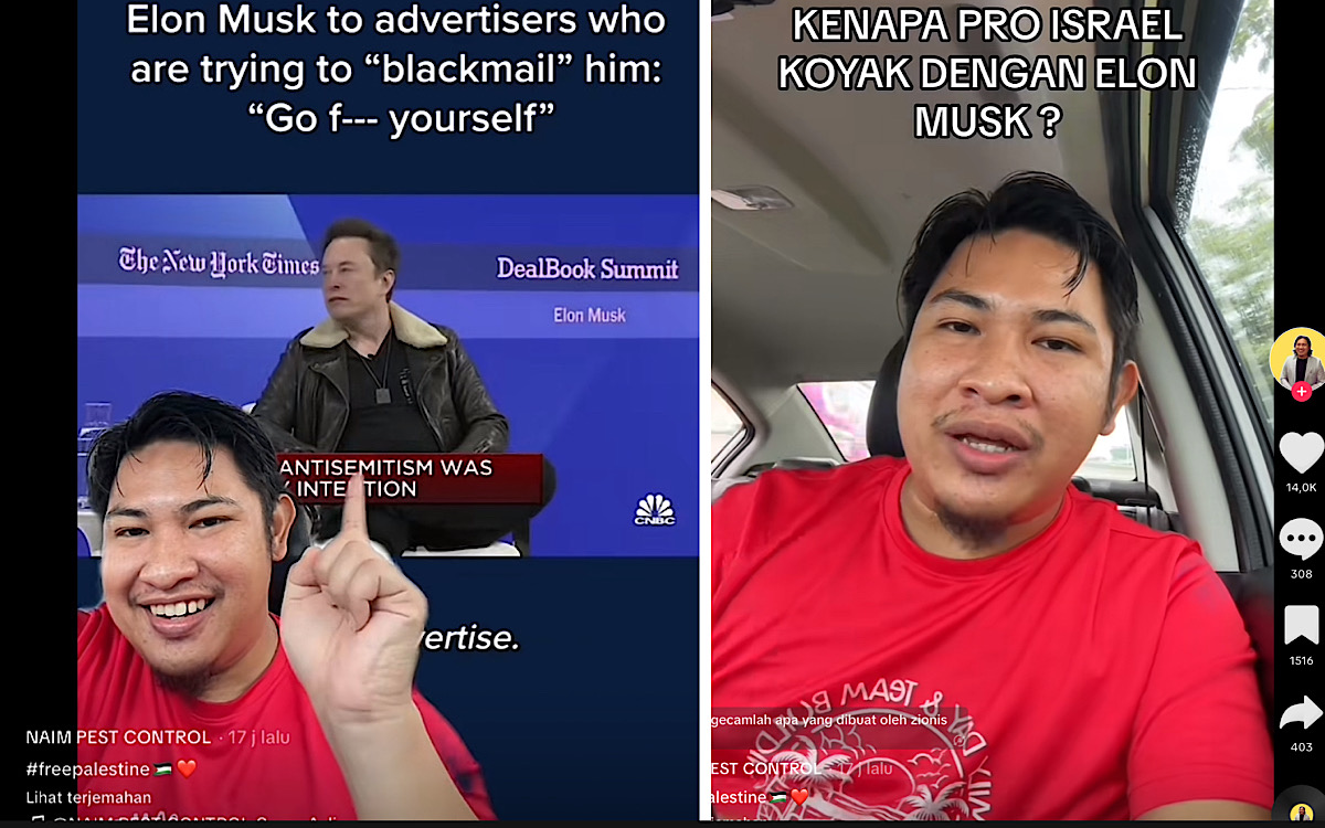 Influencer Malaysia Sebut Pro Israel Terkoyak 2 Kali Sama Pernyataan Elon Musk, Tak Suka Diperas Lewat Iklan 