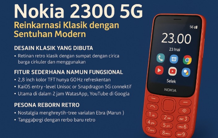 Beredar Bocoran Nokia 2300 5G, Reinkarnasi Legenda Era 2000-an dengan Sentuhan Modern