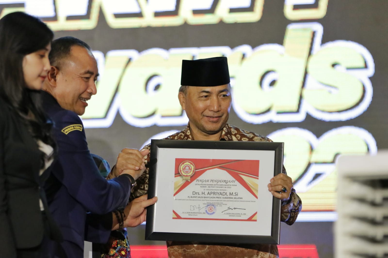 Pj Bupati Muba jadi Salah Satu Penerima Anugerahi Satyalancana AMKY untuk 57 Kepala Daerah