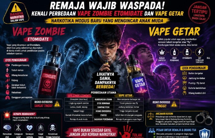 Mengenal Perbedaan Vape Zombie Etomidate dan Vape Getar, Narkotika Modus Baru yang Mengintai Remaja