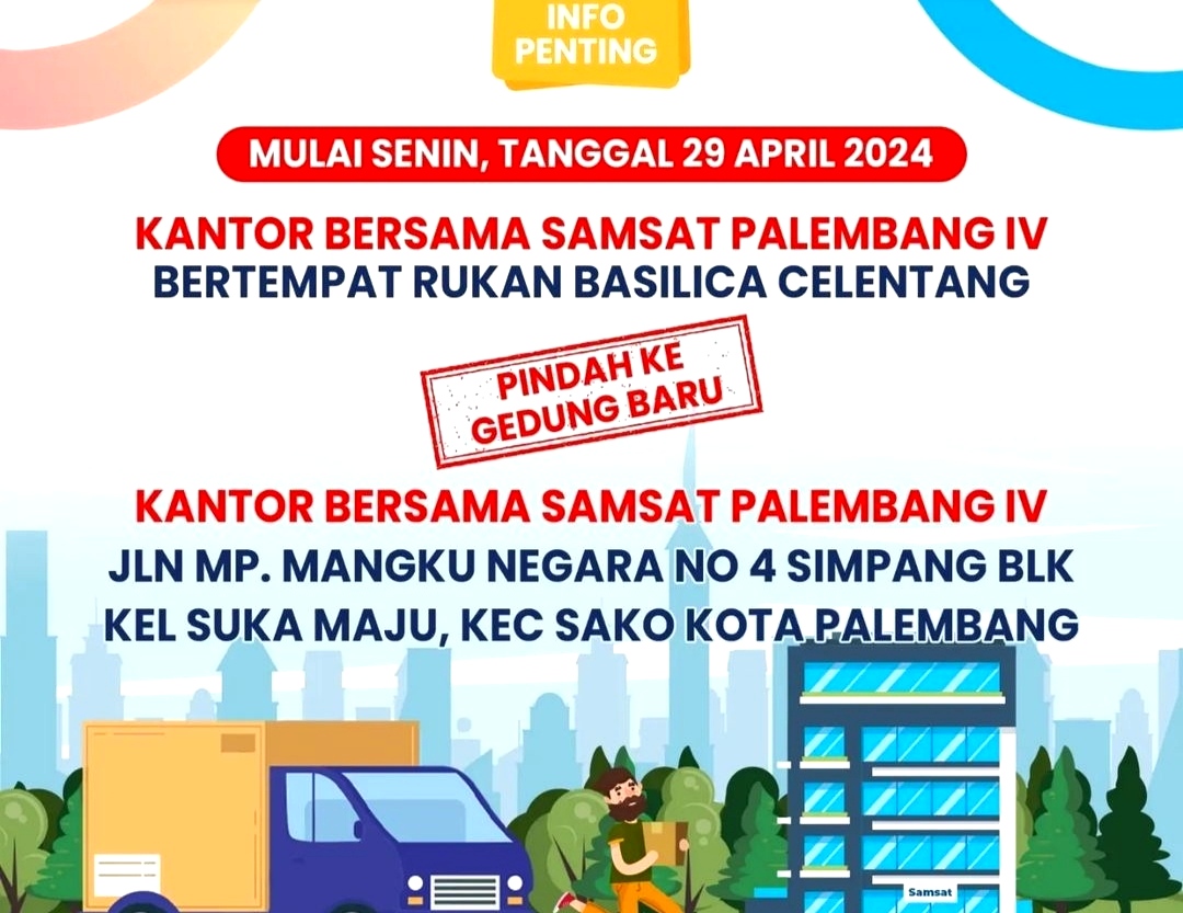 Kantor Bersama Pelayanan Samsat Palembang IV Bakal Diresmikan Siang ini