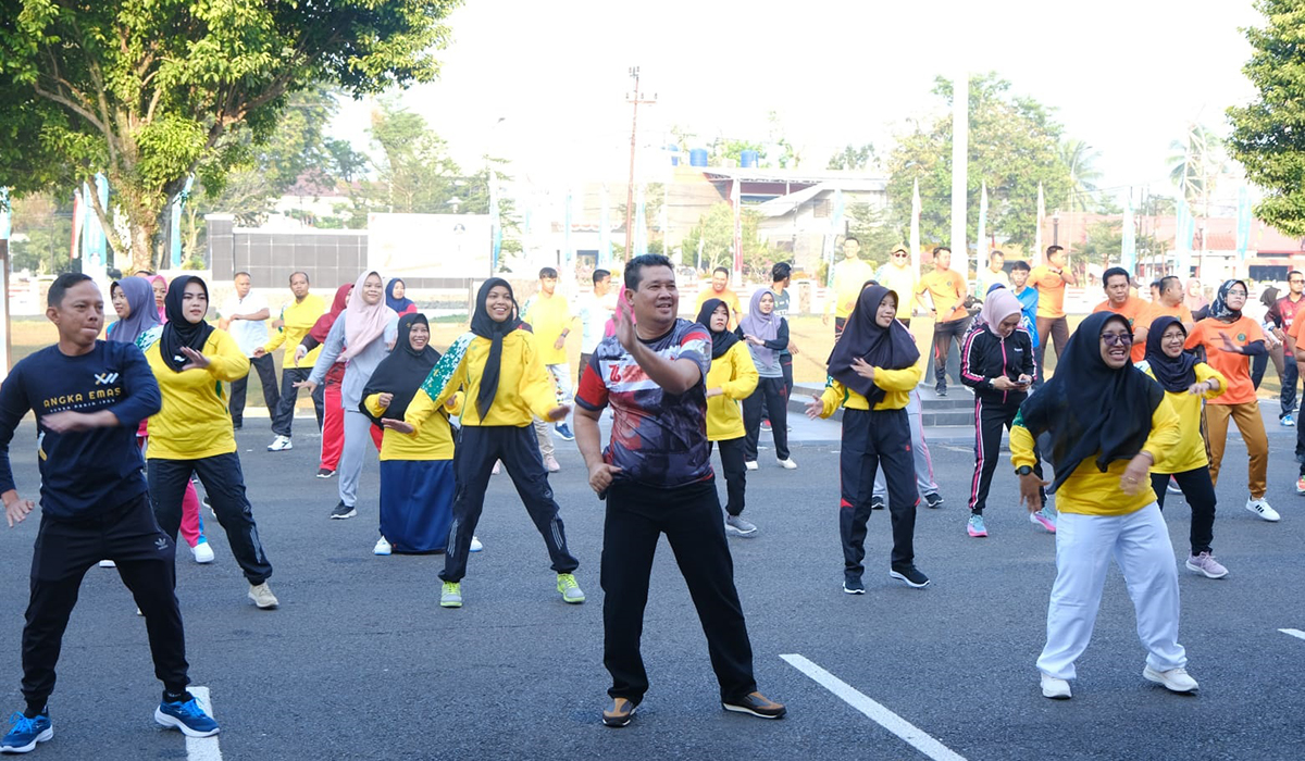 Jaga Kesehatan Tubuh dan Jaga Kesolidan, Pemkab Musi Banyuasin Senam Pagi Bersama