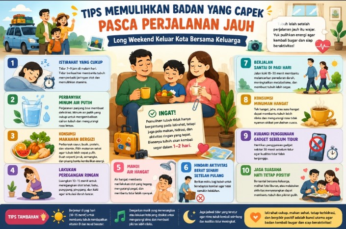 Tips Memulihkan Badan yang Capek Setelah Perjalanan Jauh Saat Long Weekend Bersama Keluarga