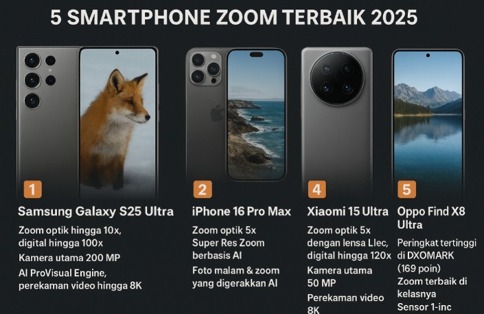 Pertarungan Smartphone dengan Kamera Zoom Terbaik 2025, Siapa Paling Unggul?