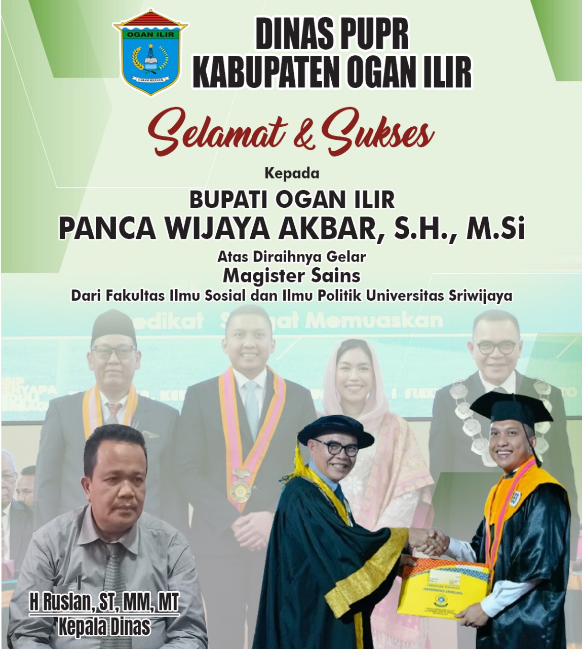 Dinas PUPR Ogan Ilir Mengucapkan Selamat kepada Panca Wijaya Akbar atas Diraihnya Gelar Magister Sains