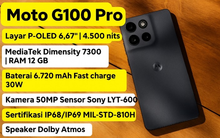 Motorola Moto G100 Pro Ponsel Tangguh Berdesain Premium, Performa Gahar dan Baterai Super Jumbo